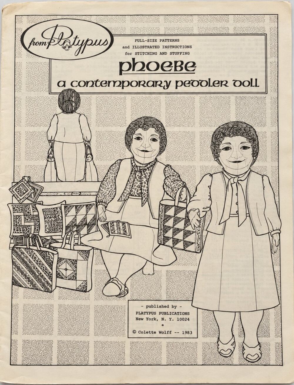 Vintage Platypus Sew Pattern Phoebe Contemporary PEDDLER DOLL Colette Wolf